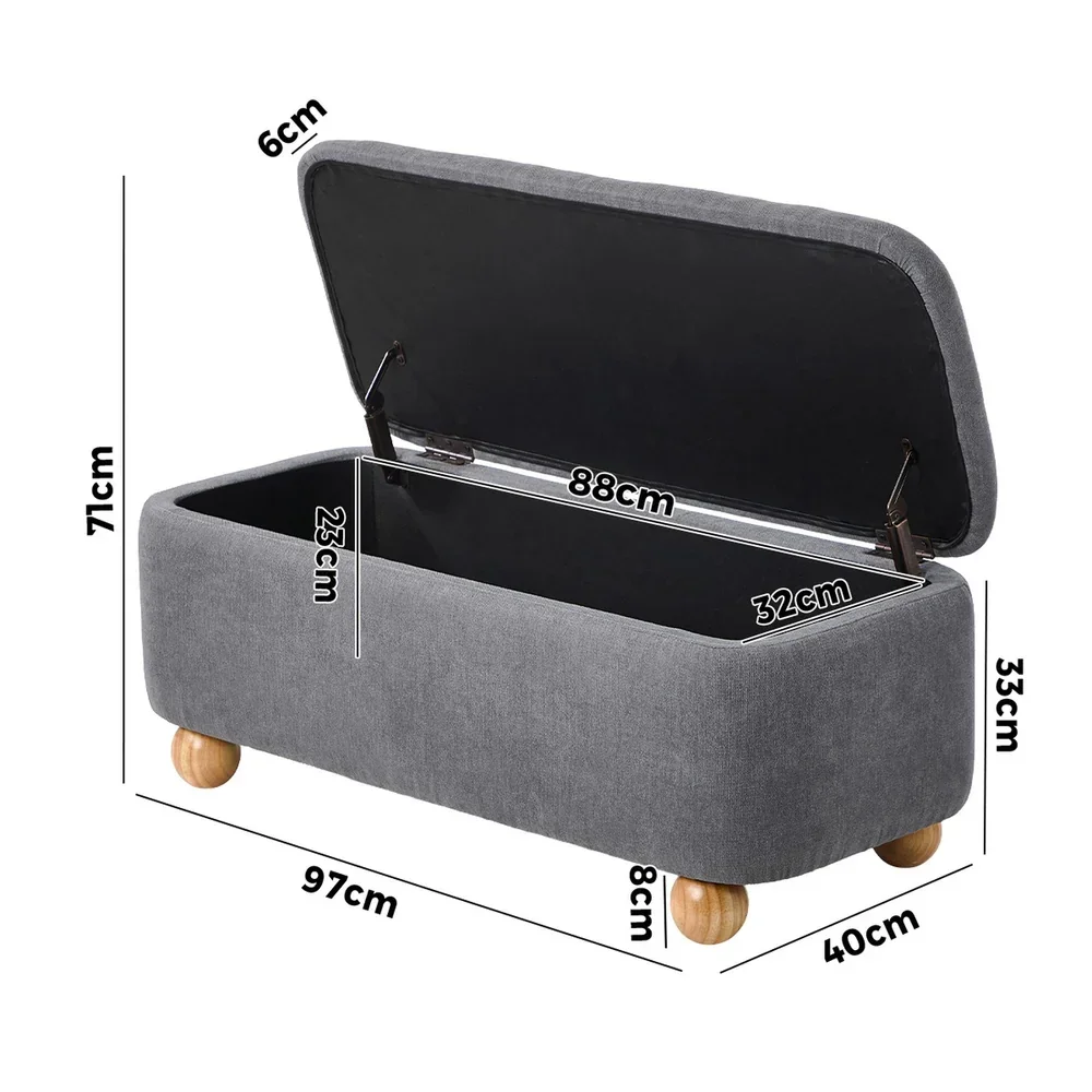 Storage Ottoman Foot Stool Linen Couch Bench Blanket Box - Image 5