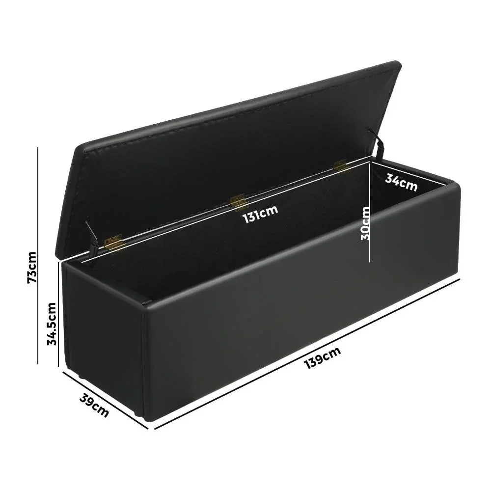 Storage Ottoman XL PU Leather Black - Image 4