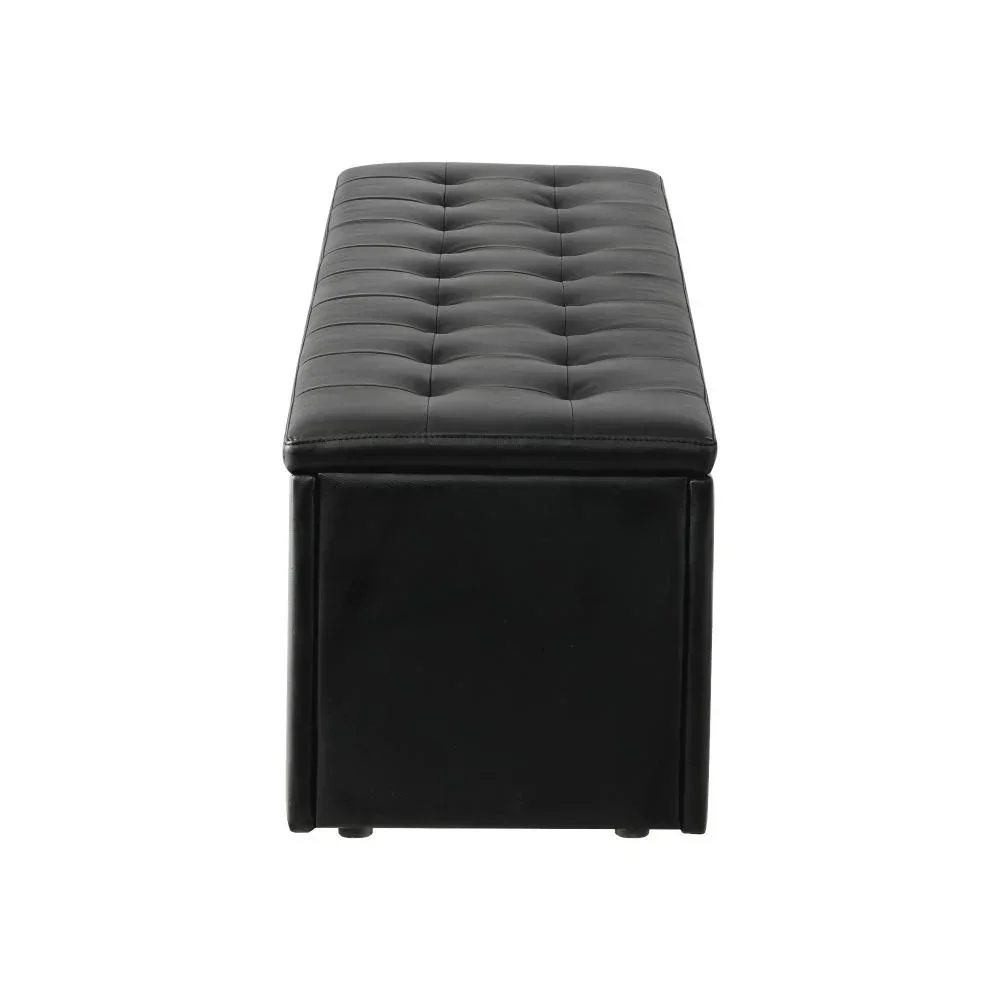 Storage Ottoman XL PU Leather Black - Image 7