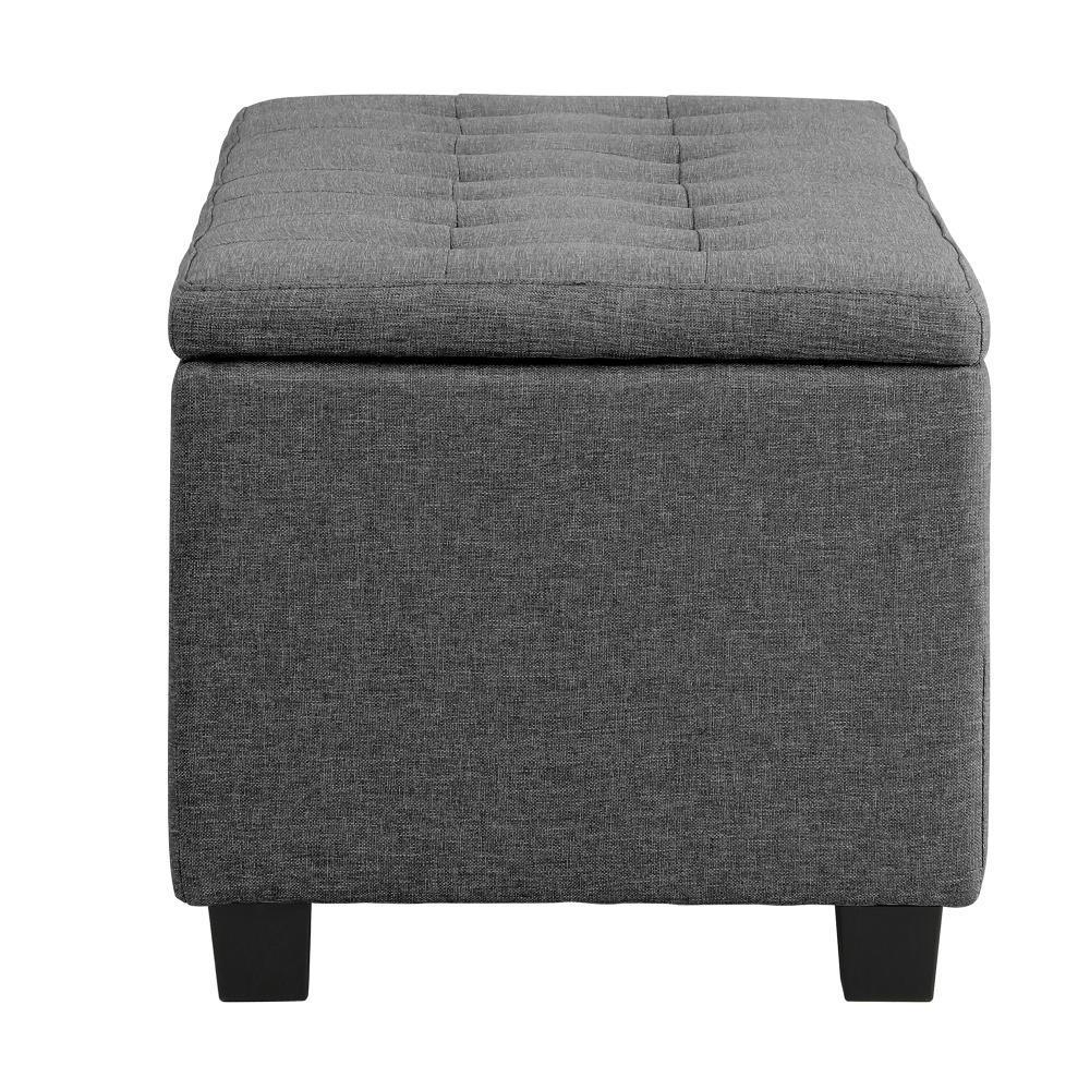 Storage Ottoman Faux Linen Grey - Image 2
