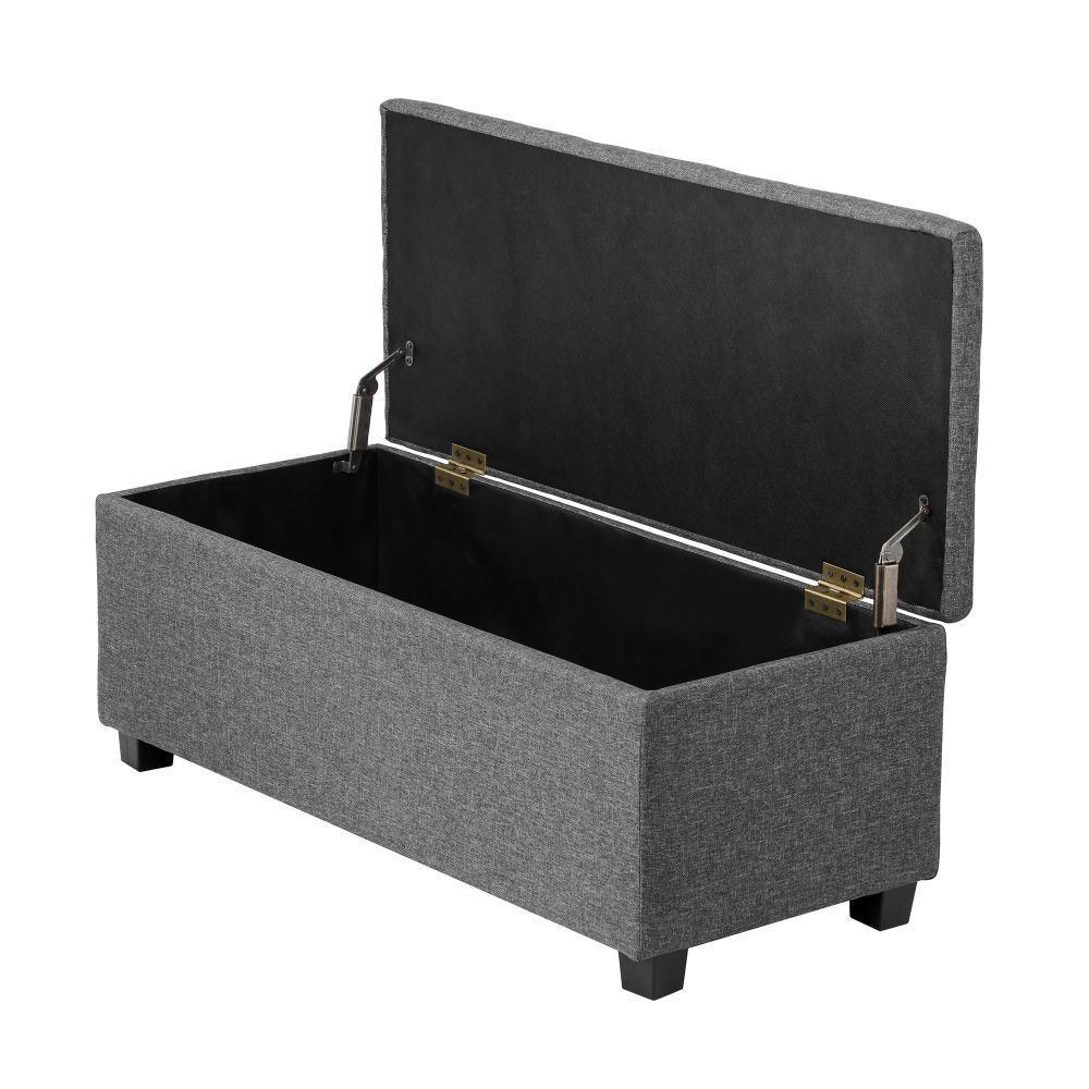 Storage Ottoman Faux Linen Grey - Image 4