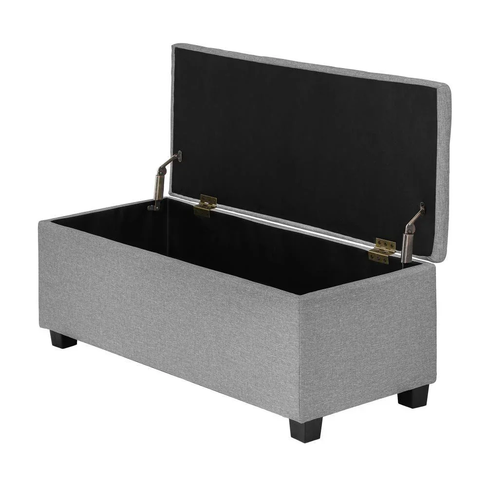 Storage Ottoman Faux Linen Light Grey - Image 3