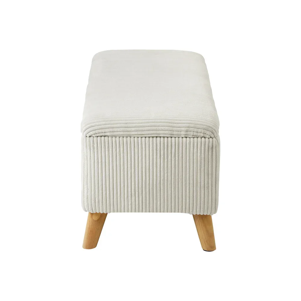 Storage Ottoman Blanket Box LARGE Polyester Beige - Image 6