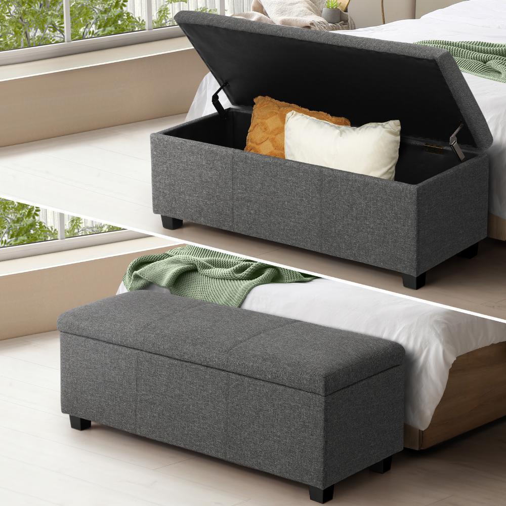 Storage Ottoman Linen Fabric Large - Image 6
