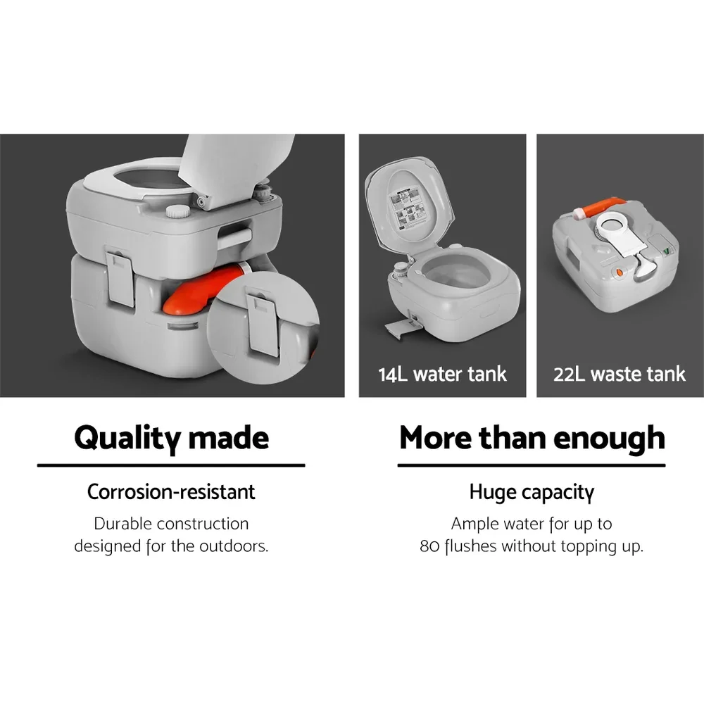22L Portable Camping Toilet Outdoor Flush Potty Boating - Image 4