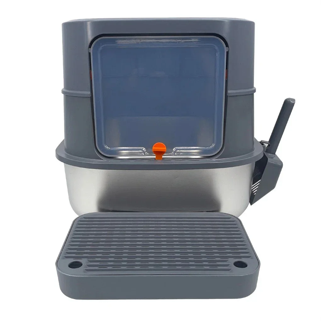 Jumbo Stainless Steel Cat Litter Box for Multi-Cats Large Toilet Box with Removable Lid