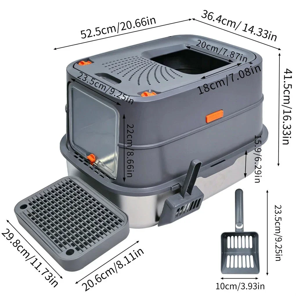 Jumbo Stainless Steel Cat Litter Box for Multi-Cats Large Toilet Box with Removable Lid - Image 10