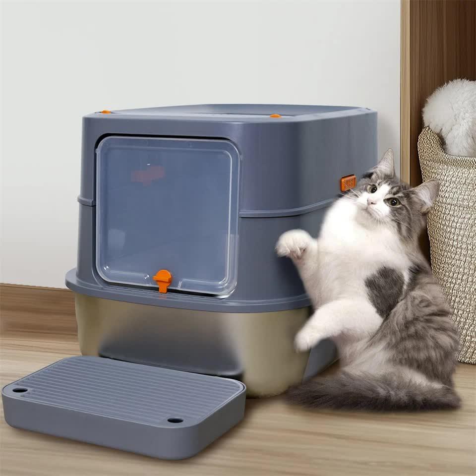 Jumbo Stainless Steel Cat Litter Box for Multi-Cats Large Toilet Box with Removable Lid - Image 3