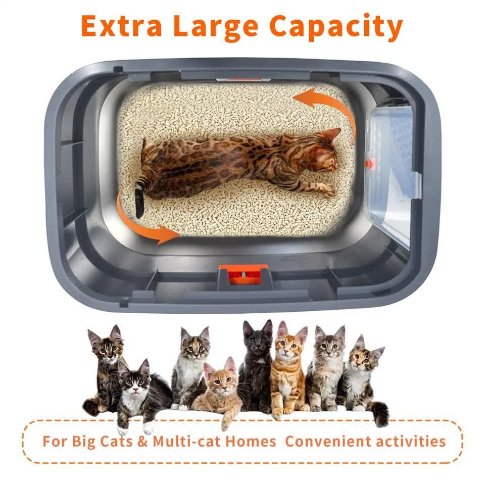 Jumbo Stainless Steel Cat Litter Box for Multi-Cats Large Toilet Box with Removable Lid - Image 9