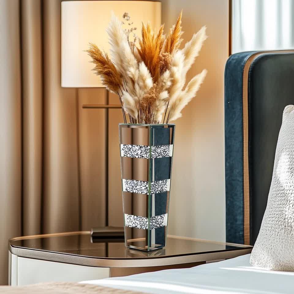 Silver Diamond Inlaid Table Vase, Modern Decorative Centerpiece for Home - Image 3