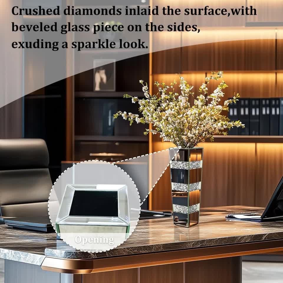 Silver Diamond Inlaid Table Vase, Modern Decorative Centerpiece for Home - Image 7