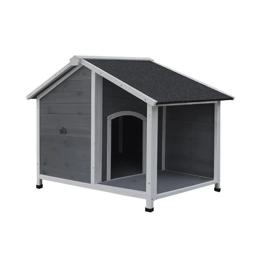 Dog Kennel House Wooden Awning Grey&White - Image 3