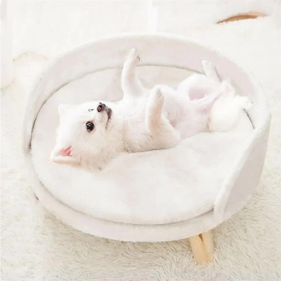 Pet Sofa Bed with Plush Cushion & Wooden Legs - Image 4