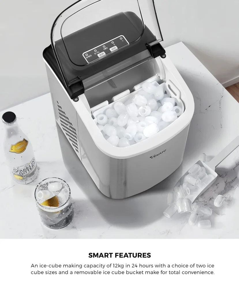 Portable Ice Maker with Ice Cube Scoop 12kg Stainless - Image 4
