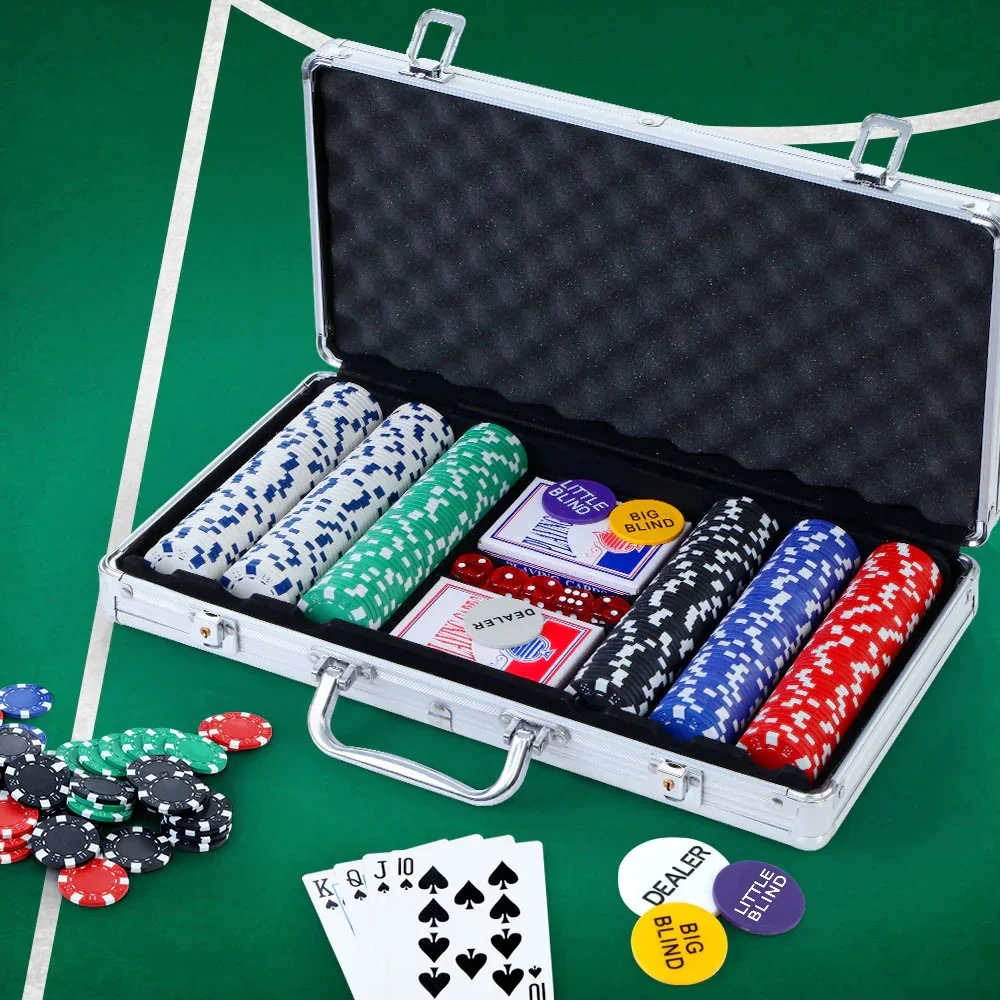 300pcs Poker Chips Set Casino Texas Hold'em Gambling Party Game Dice Cards Case - Image 7