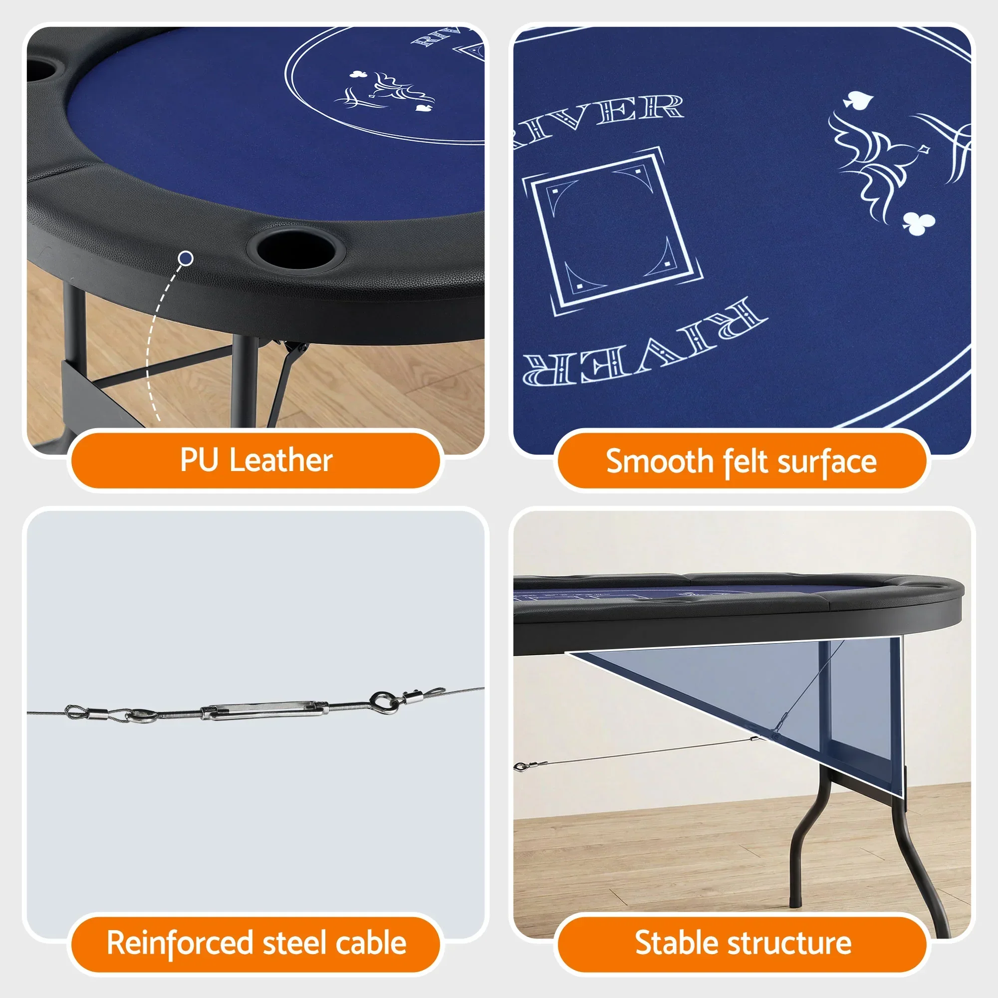 Poker Table Top Folding Poker Table 8 Player 183cm - Image 3
