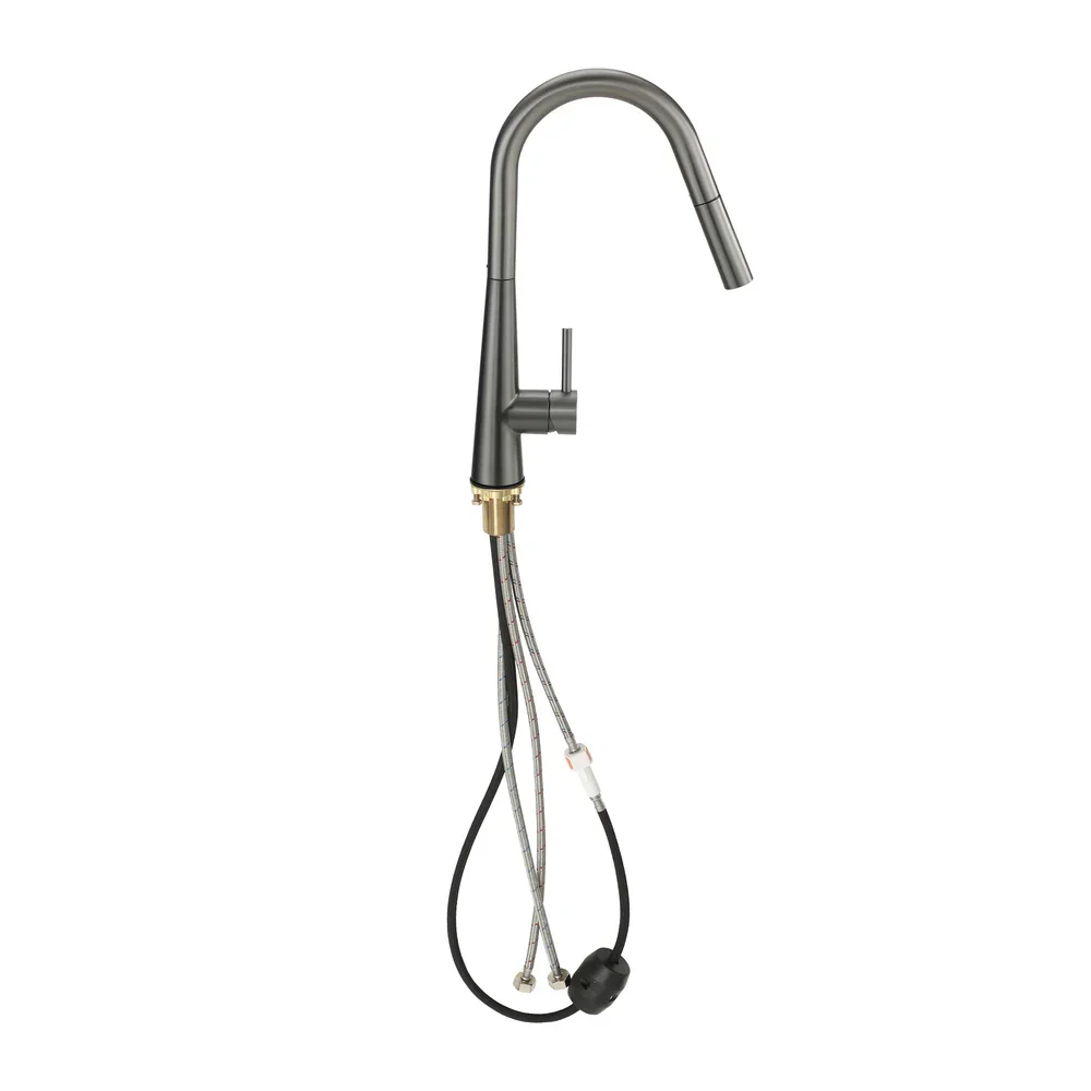 Kitchen Mixer Tap Pull Out Faucet 2-Mode Swivel Grey - Image 7