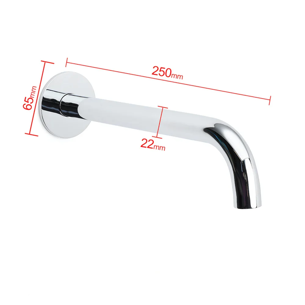 Polisehd Chrome Round 250mm Long Water Filler Spout Bath Tub Wall Mounted Outlet - Image 2