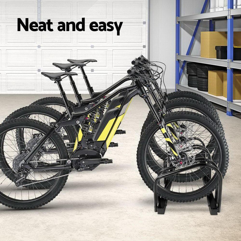 Weisshorn 3 Bike Stand Rack Bicycle Storage Floor Parking Holder Cycling Black - Image 4