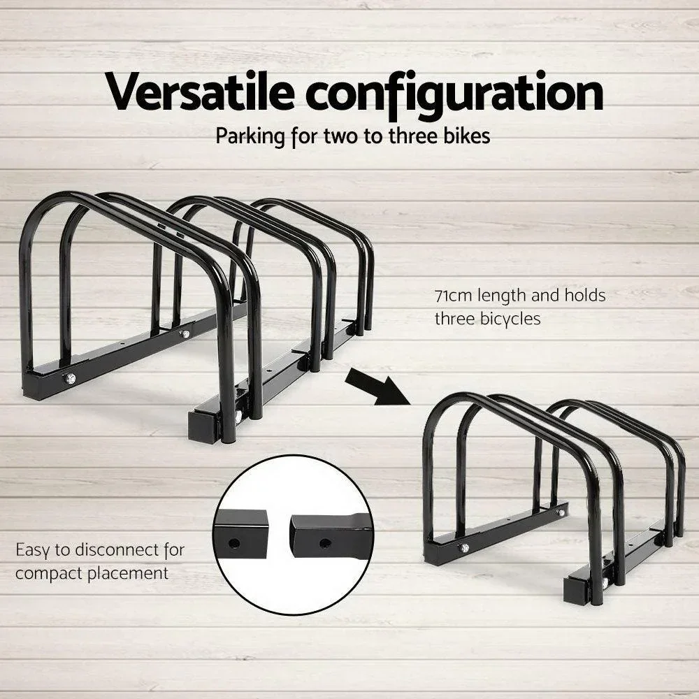 Weisshorn 3 Bike Stand Rack Bicycle Storage Floor Parking Holder Cycling Black - Image 5