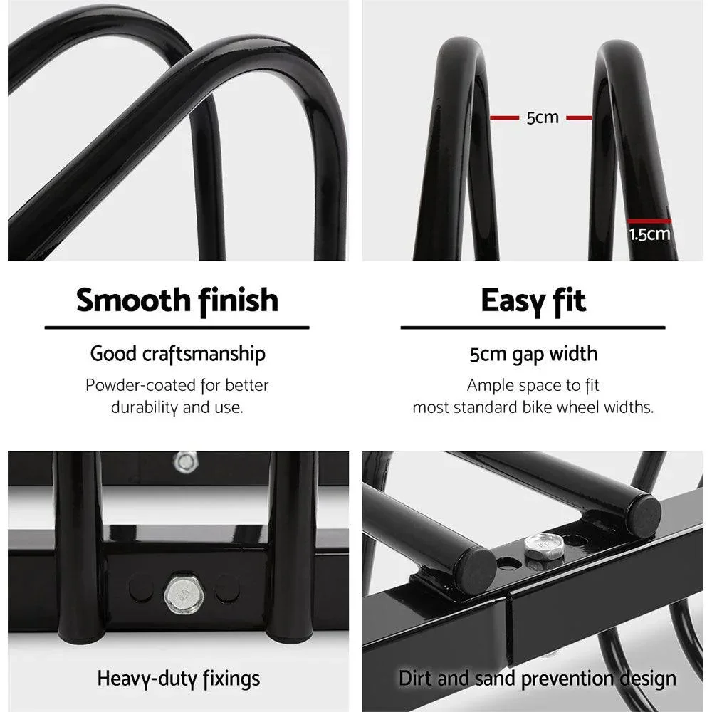 Weisshorn 3 Bike Stand Rack Bicycle Storage Floor Parking Holder Cycling Black - Image 6