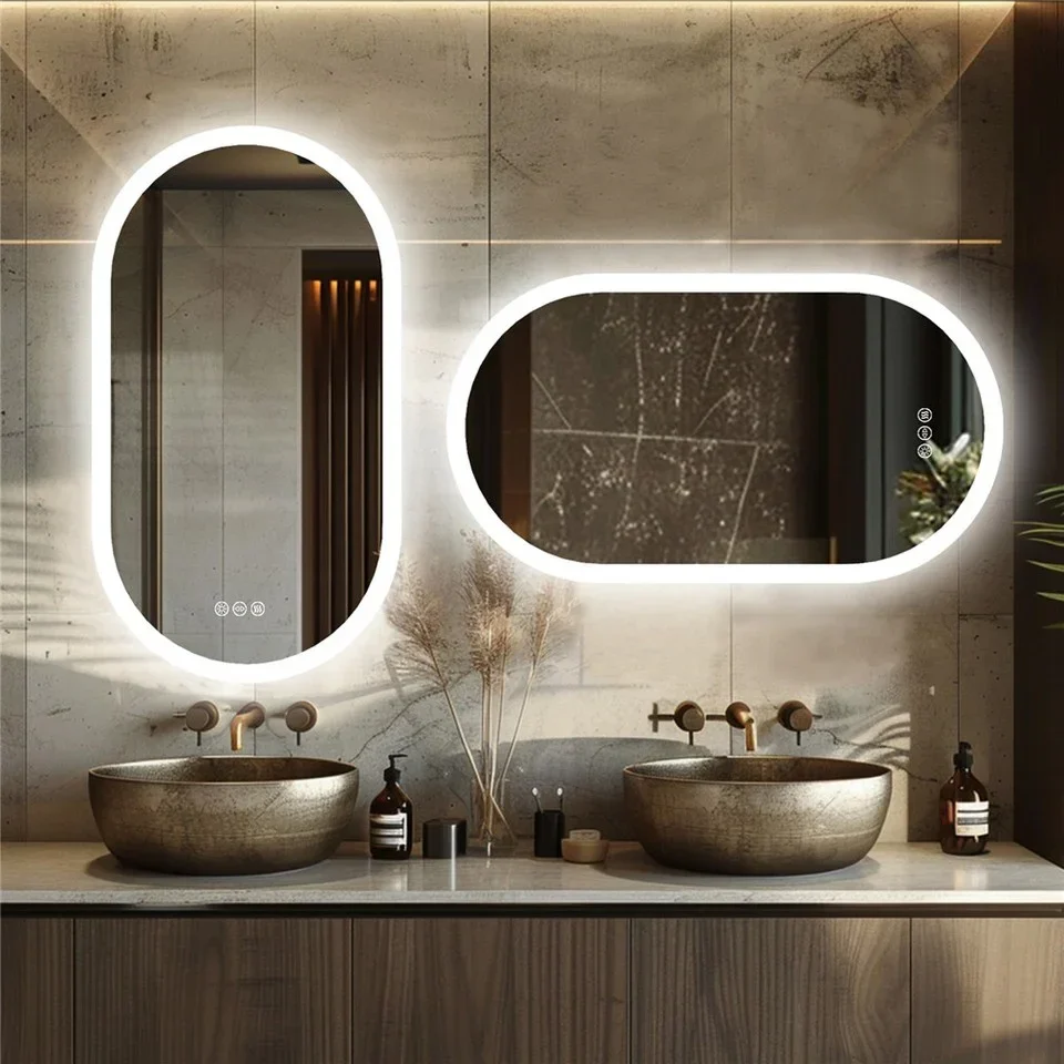 Premium Oval LED Anti-Fog Bathroom Mirror(120x60cm) - Image 4