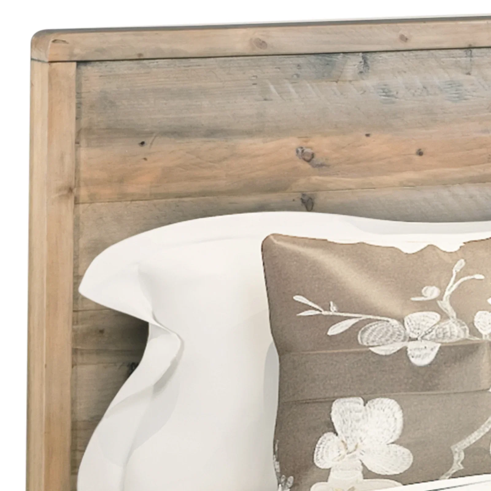 Queen Size Wooden Bed Frame in Solid Wood Antique Design Light Brown - Image 4