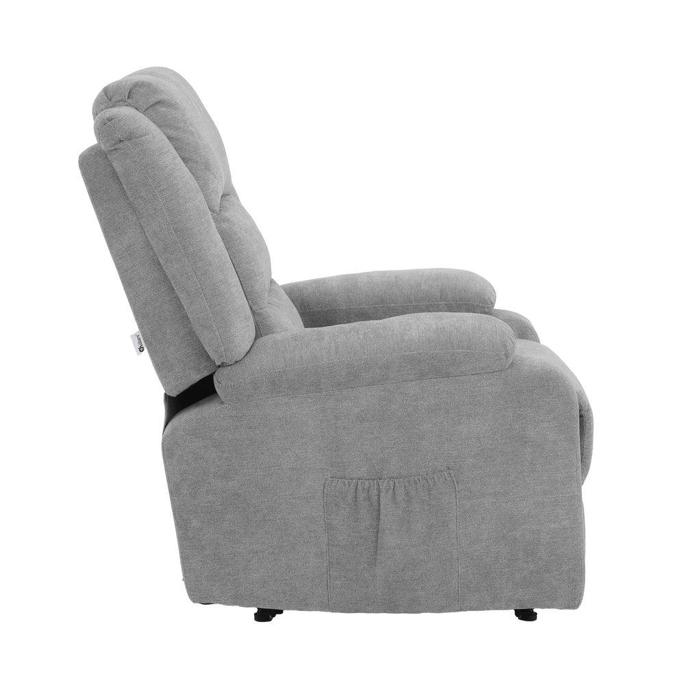 Recliner Chair Padded Lounge With Side Pocket Polyester Grey - Image 6