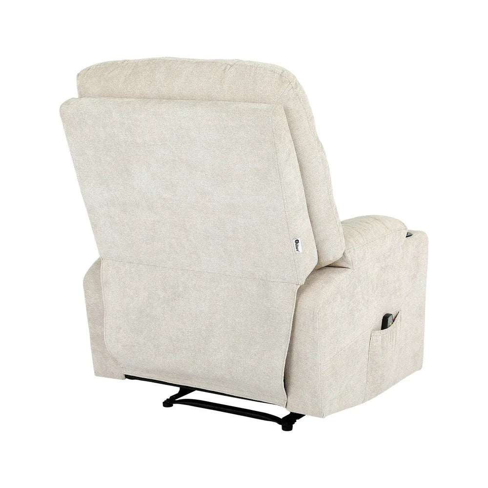 Recliner Chair Electric Massage Chairs Heated Polyester Beige - Image 5