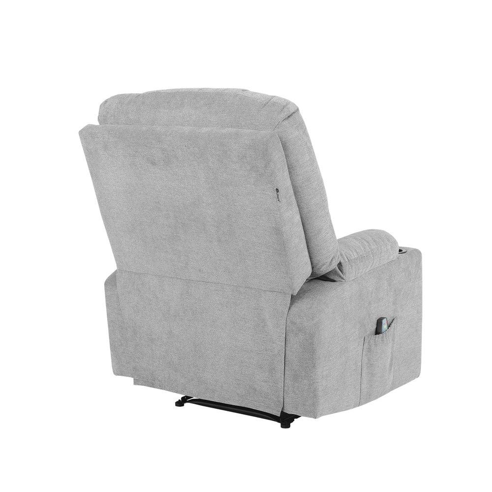 Recliner Chair Electric Massage Chairs Heated Polyester Grey - Image 5