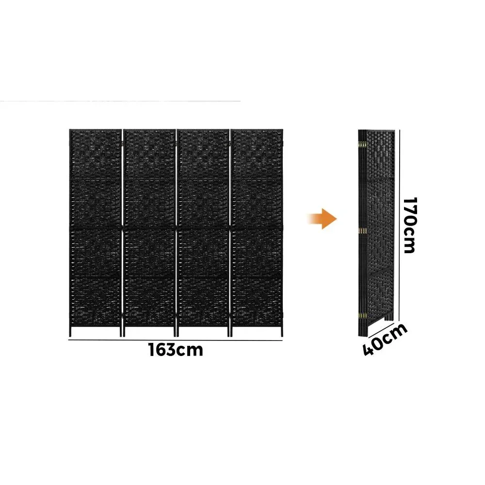 4 Panel Room Divider Privacy Screen Black - Image 7