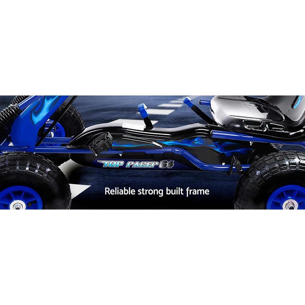 Kids Pedal Go Kart Ride On Toys Racing Car Rubber Tyre Blue - Image 5