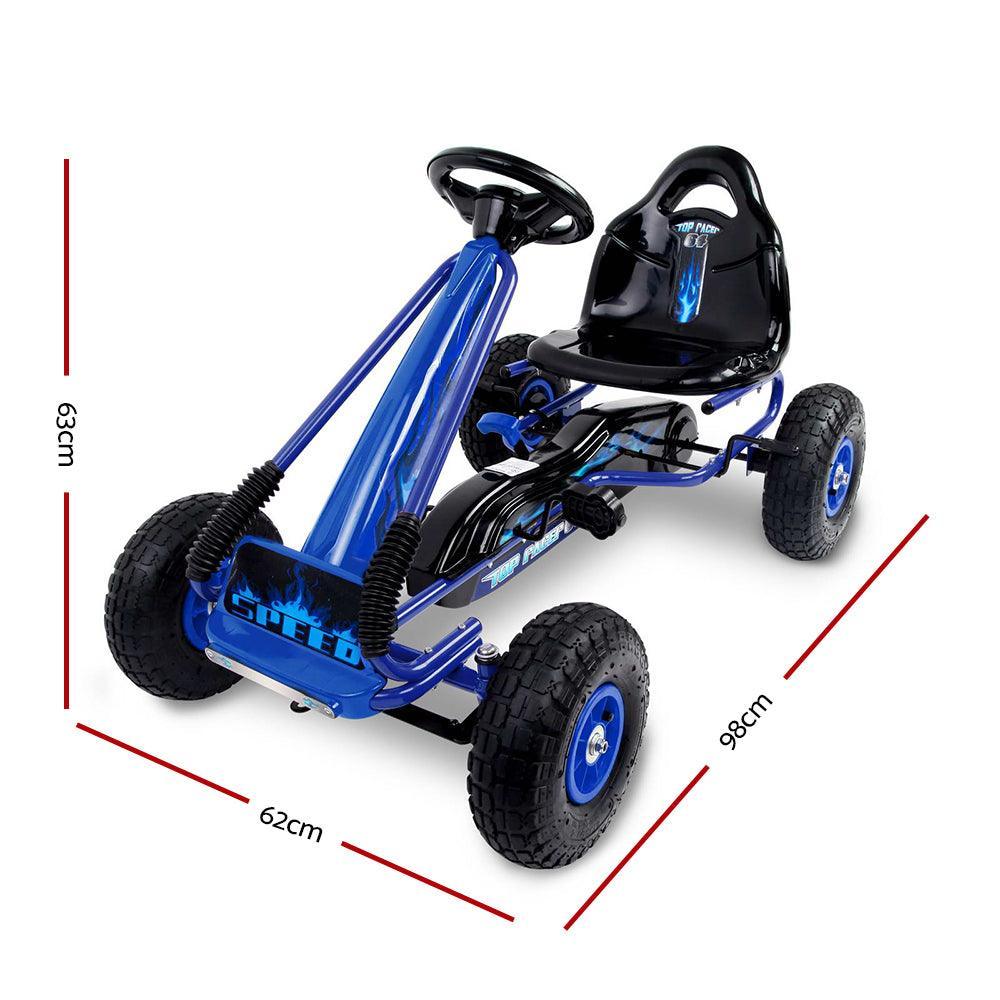 Kids Pedal Go Kart Ride On Toys Racing Car Rubber Tyre Blue - Image 6