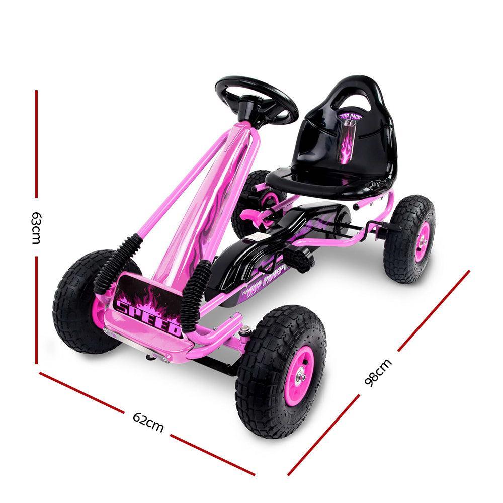Kids Pedal Go Kart Ride On Toys Racing Car Rubber Tyre Pink - Image 2