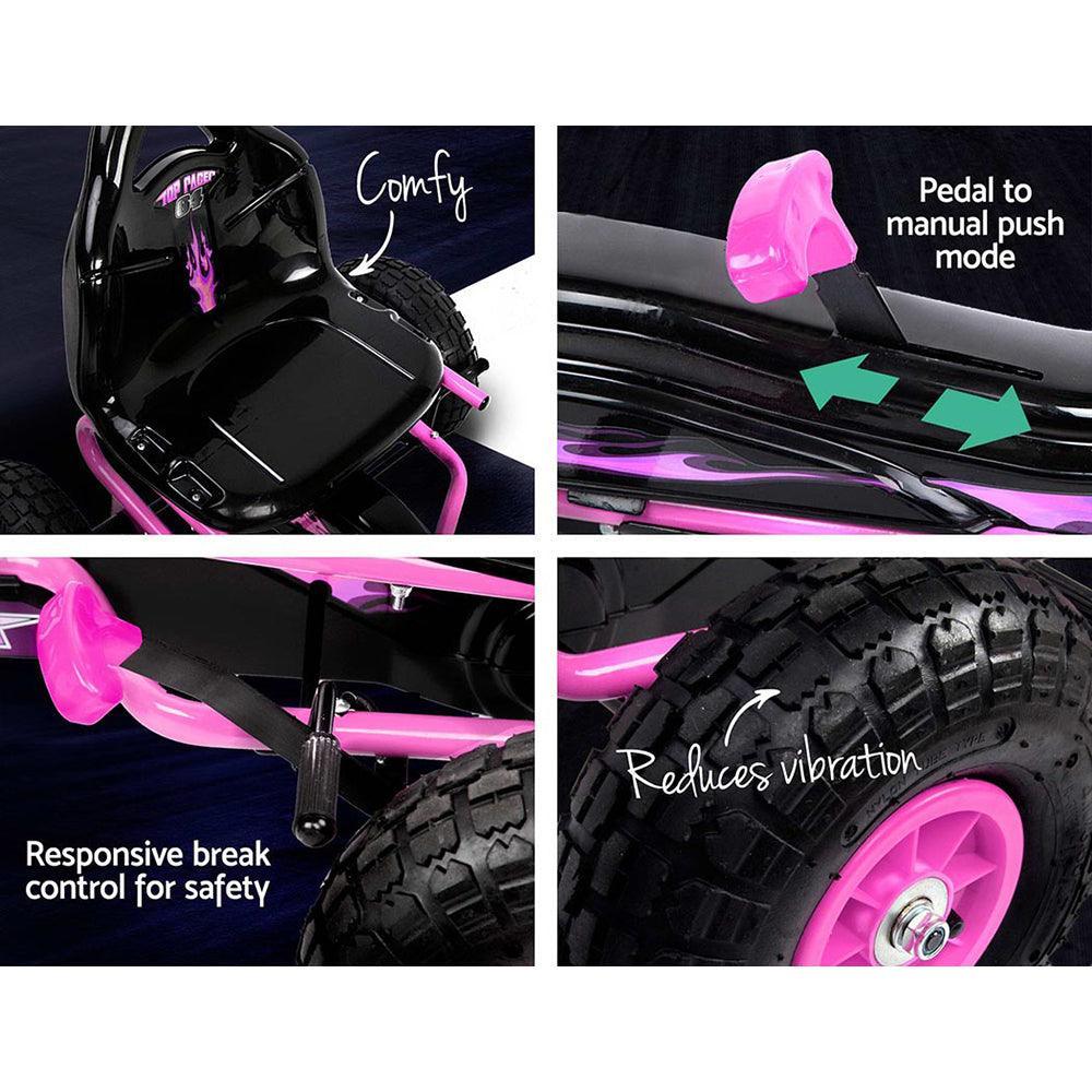 Kids Pedal Go Kart Ride On Toys Racing Car Rubber Tyre Pink - Image 5