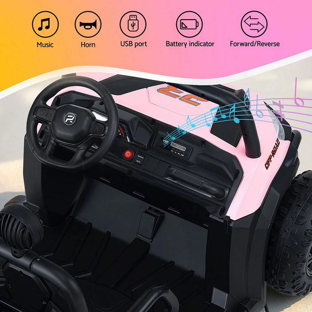 Kids Ride On Car Electric Toys Cars Headlight Music Remote Control Pink - Image 6