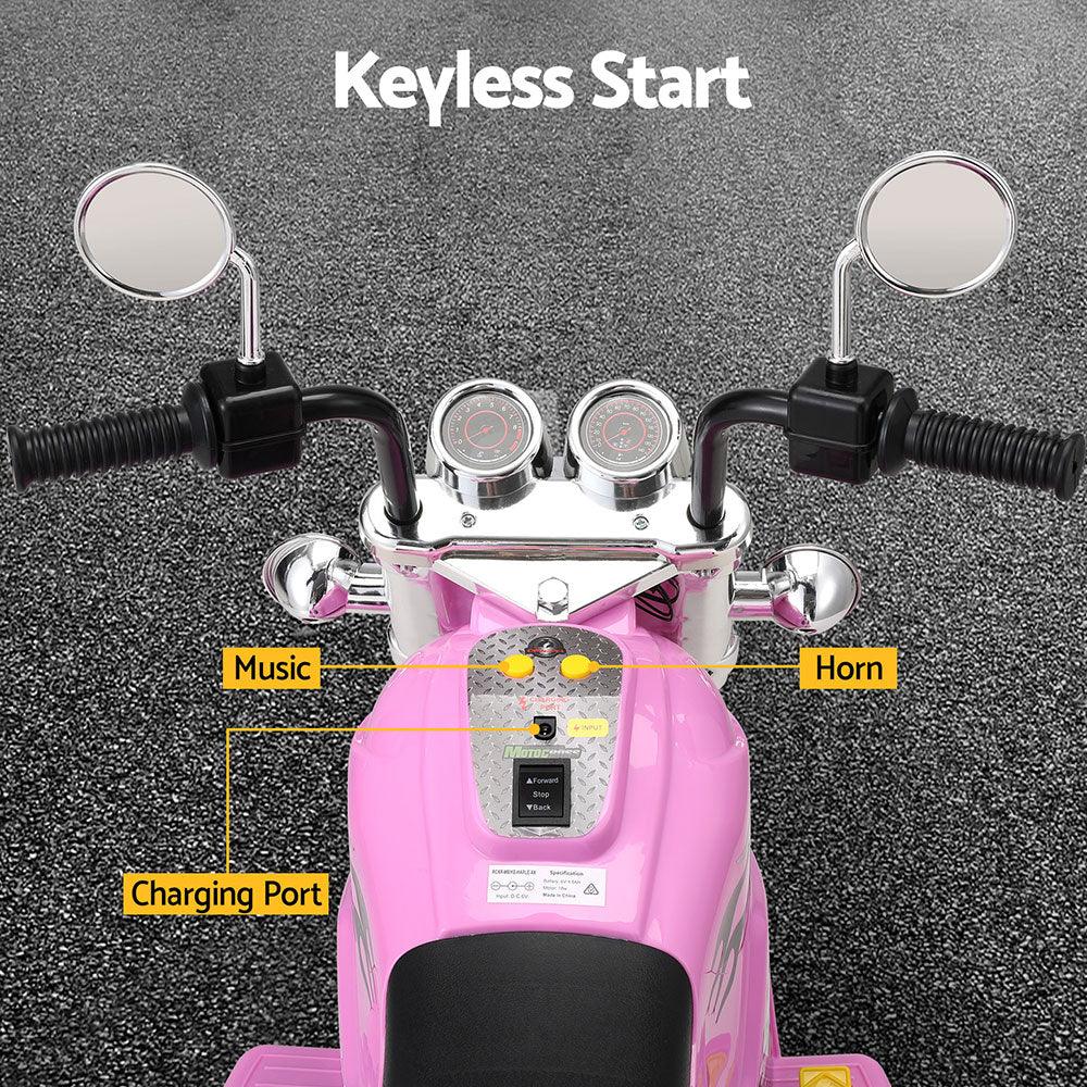 Kids Ride On Car Motorcycle Motorbike Electric Toys Horn Music 6V Pink - Image 5