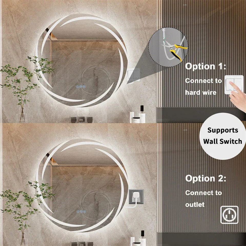 Round LED Anti-Fog Backlit Bathroom Mirror(60x60cm) - Image 5