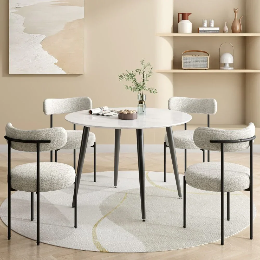 Round MDF Marbling Dining Table - Image 3