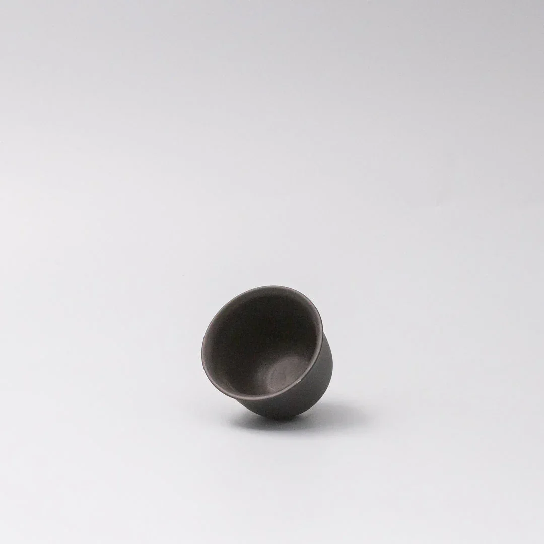 Sake and Tea Cup 6cm Black Matte Flared Glaze - Image 3