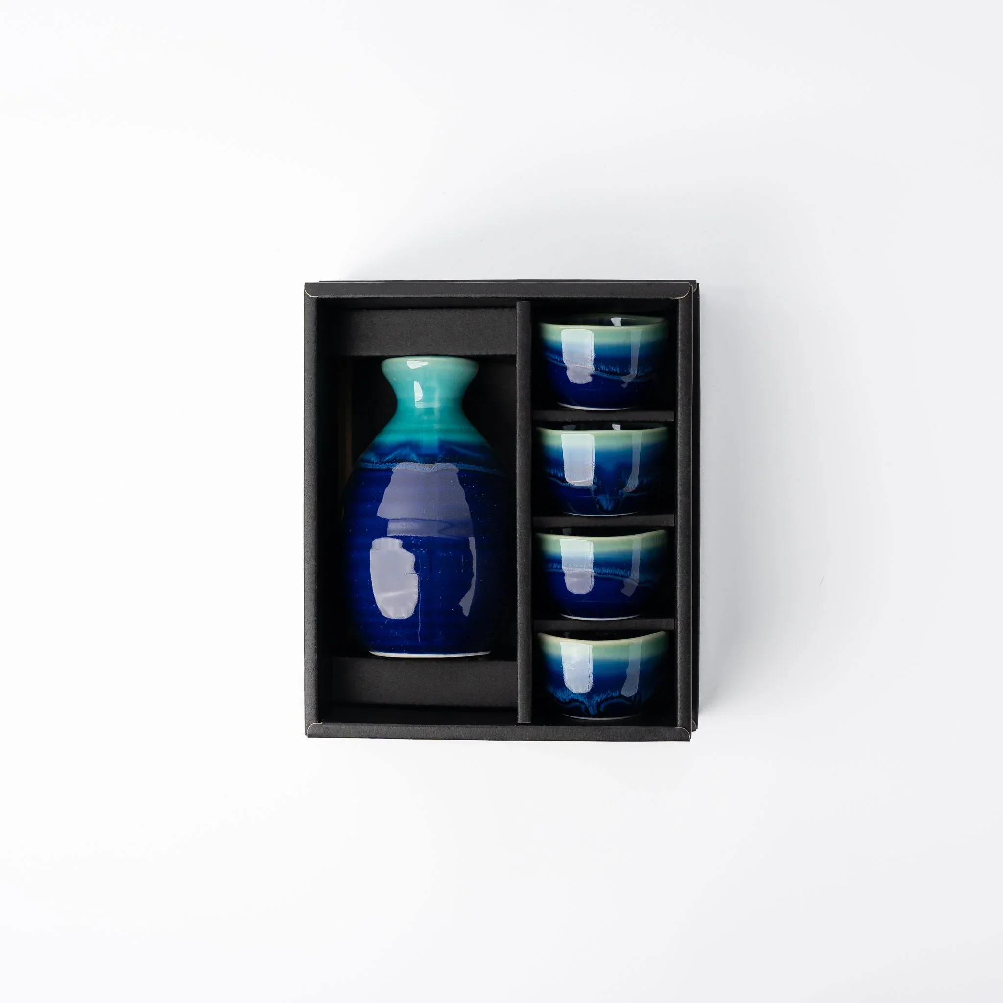 Sake Set for Four 330ml Cobalt Teal Glaze - Image 3