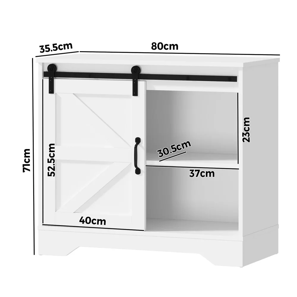 Buffet Sideboard Cabinet Pantry Storage Cupboard Sliding Door White - Image 6
