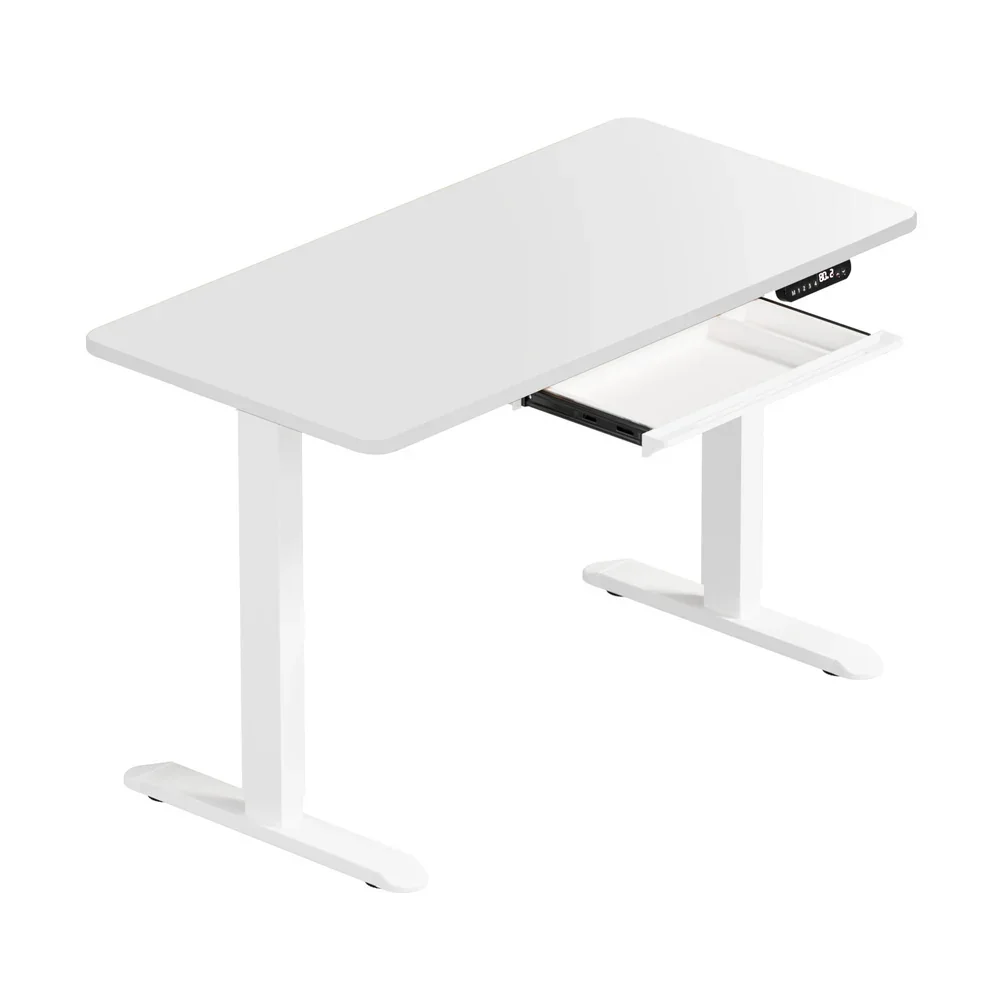 120cm Electric Standing Desk With Drawer Adjustable White