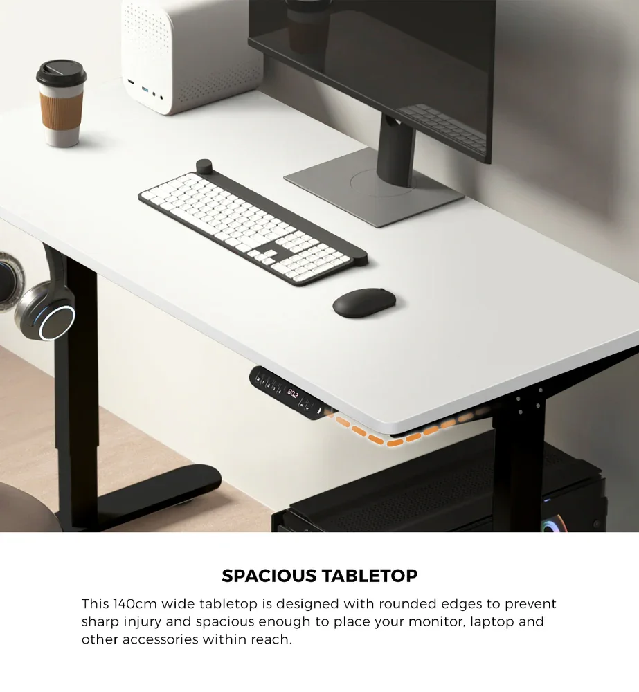 Electric Standing Desk Single Motor Black&White 140CM - Image 7