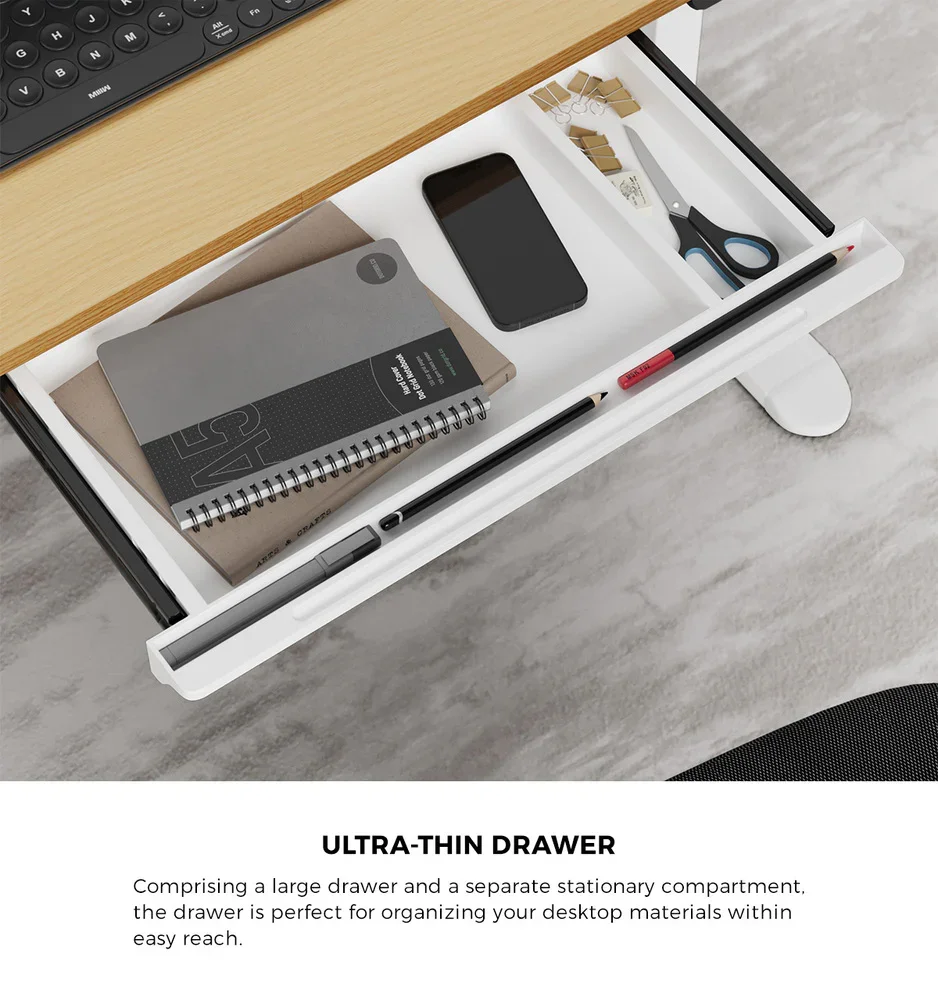 140cm Electric Standing Desk With Drawer Adjustable White - Image 3