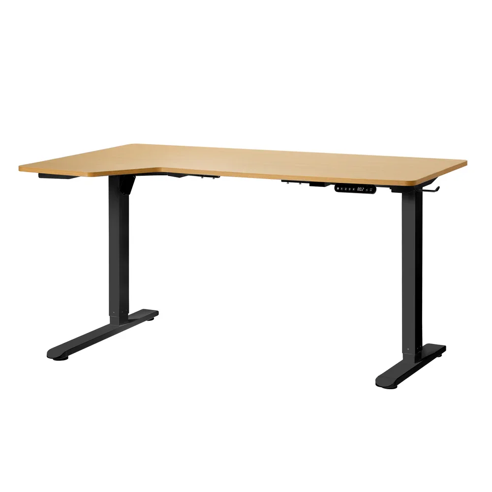 L-shape Electric Standing Desk Single Motor 145CM Black&Oak - Image 5