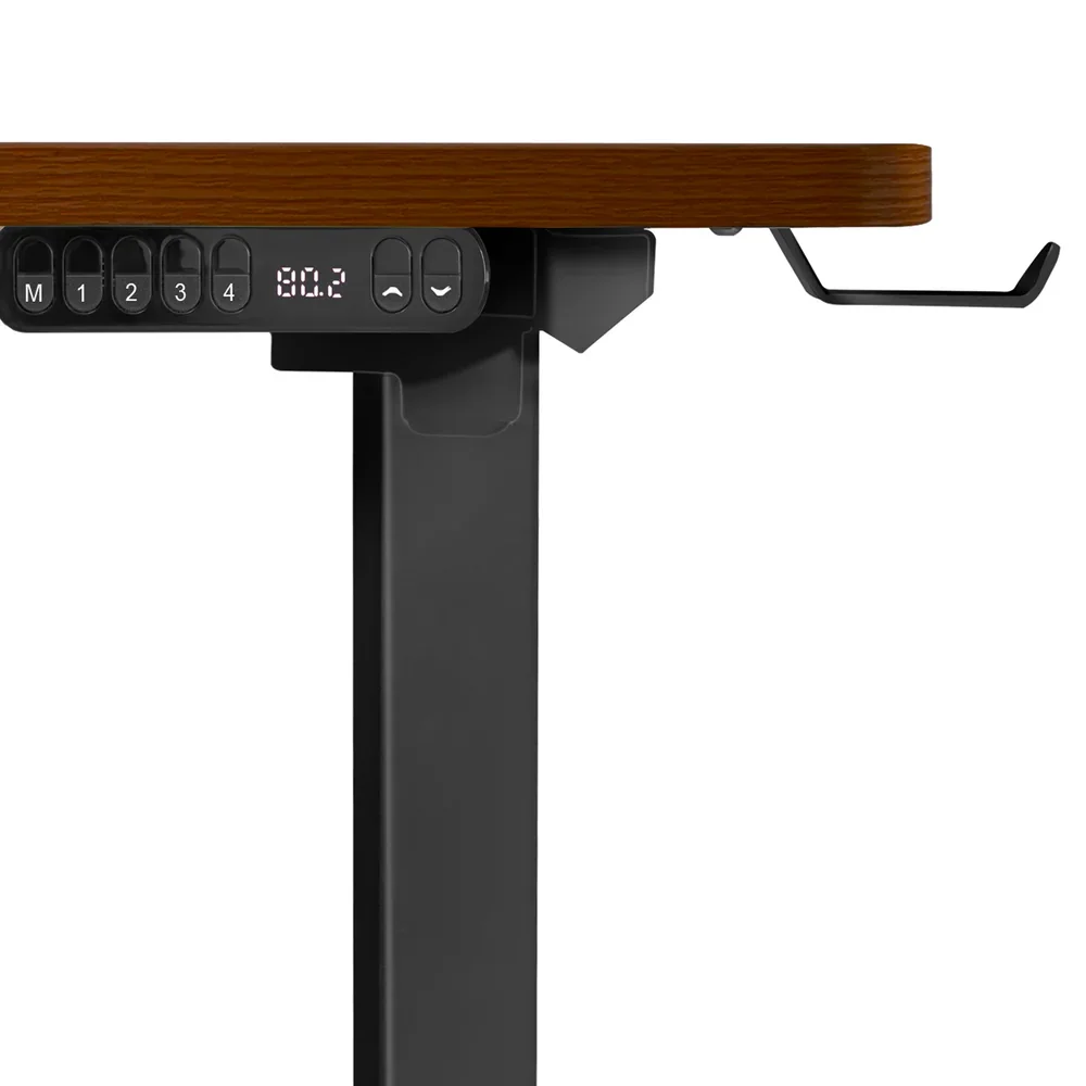 L-shape Electric Standing Desk Single Motor 145CM Black&Walnut - Image 5