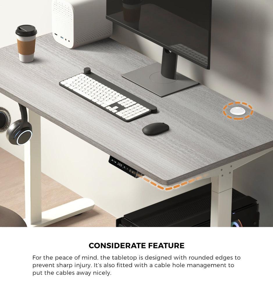 140cm Electric Standing Desk Dual Motor White&Grey-Oak - Image 10