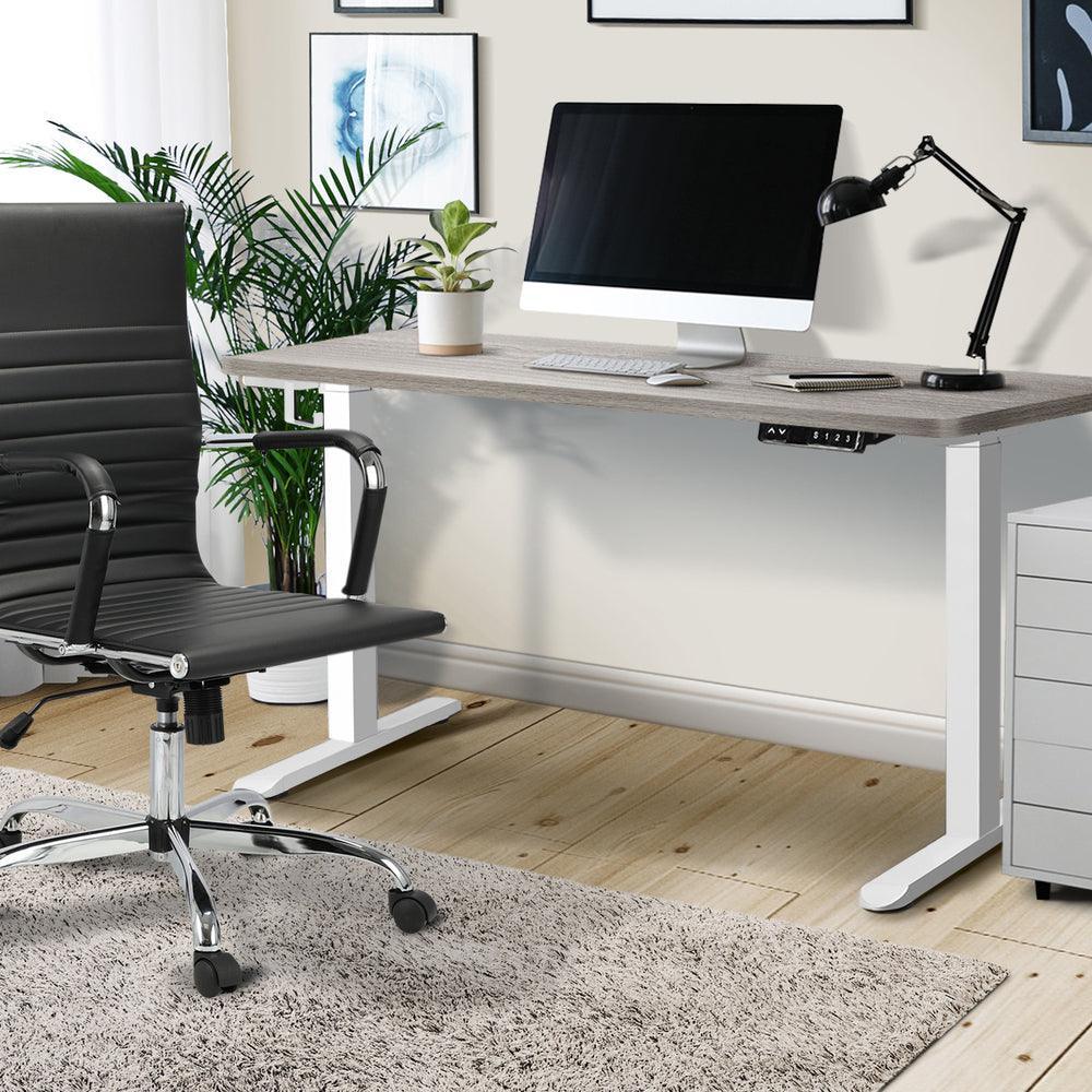 140cm Electric Standing Desk Dual Motor White&Grey-Oak - Image 9