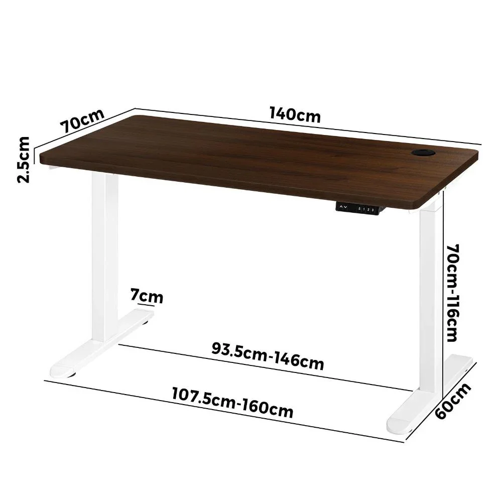 Standing Desk Dual Motor Adjustable 140cm White&Walnut - Image 3
